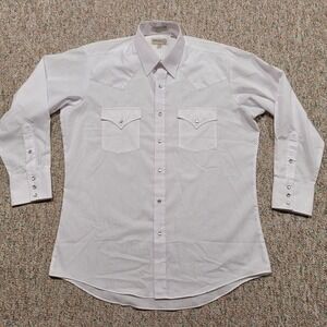 Sheplers Western Shirt Men 16-32 White Pearl Snap Long Sleeve Cowboy Rodeo Ranch